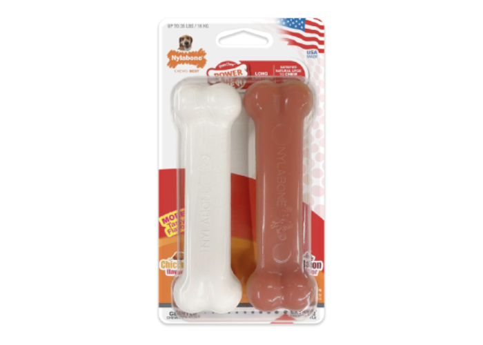 Nylabone Original Bone Power Chew Toy for Dogs, Durable Dog Toys for Aggressive Chewers, Basted Blast Bacon & Chicken Flavor, Medium
